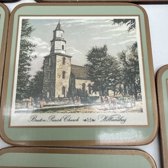 Vintage Williamsburg VA Pimpernel Cork Backed Coaster Set (6) 4x4 (4) 8.5x7.5 - Picture 6 of 13